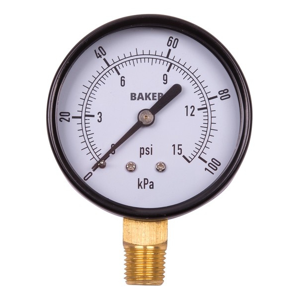 Baker Instruments LVBNA-15P Pressure Gauge, 0-15 PSI LVBNA-15P